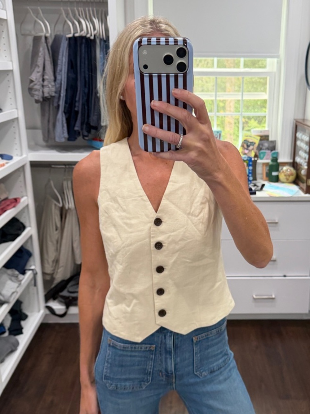 J. Crew Factory Cream Button-Front Vest 0
